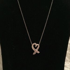 Tiffany & Co. Silver Ribbon Heart Necklace